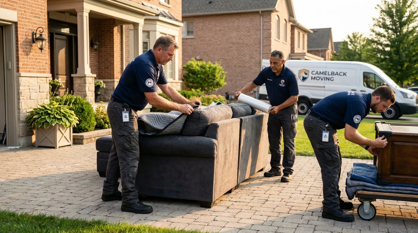 Large estate moving crew wrapping furniture in Haughton, LA